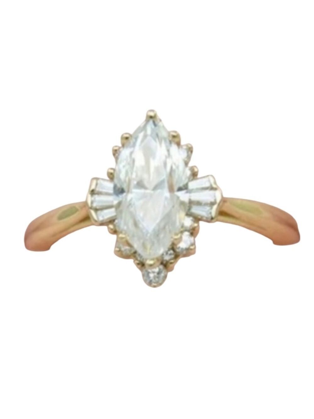 Marquise Diamond CZ Gold Plated Ring